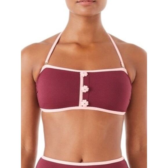 Kate Spade Other - Kate Spade Pique Texture Contrast Bandeau Bikini Top S NWT